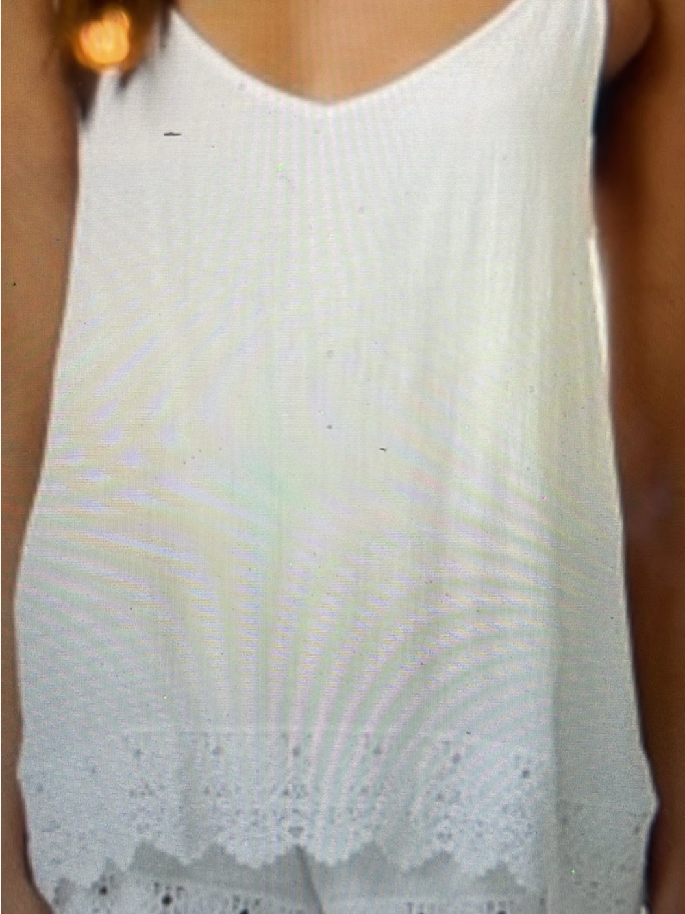 Misa Los Angeles White Lace-Hem V-Neck Camisole
